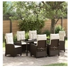 Image de Ensemble de salle à manger de jardin de 7 pièces avec coussins en rattan poly marron