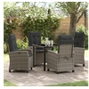Image de Ensemble de jardin de 5 pièces avec coussins Gris Poly Rattan 3380387
