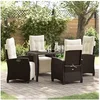 Image de Ensemble de repas de jardin 5 pièces marron rattan synthétique