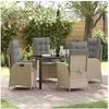 Image de Ensemble de jardin de 5 pièces avec coussins Beige Poly Rattan