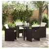 Image de Ensemble de repas de jardin de 5 pièces avec coussins en poly rotin marron 3380601