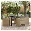 Image de Ensemble de salle à manger de jardin 5 pièces avec coussins Beige Poly Rattan 3380614