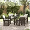Image de Ensemble de salle à manger de jardin 5 pièces avec coussins marron poly rattan 3380629