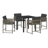 Image de Salon de jardin Lot de 5 pieces rotin gris - 1 table 4 chaises - 2 personnes