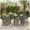 Image de Ensemble de Salle à Manger de Jardin de 5 Pièces avec Coussins Rattan Poly Gris 3380777