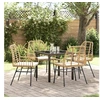 Image de Ensemble de salle à manger de jardin 5 pièces avec coussins marron en poly rattan 3380863