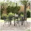 Image de Ensemble de salle à manger de jardin 5 pièces Noir en poly rattan