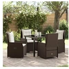 Image de Ensemble de salle à manger de jardin 5 pièces en rotin poly marron 3380947