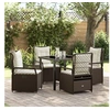Image de 5 Pièces Set de Dîner de Jardin en Poly Rattan Marron