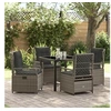 Image de Ensemble de Salle à Manger de Jardin 5 Pièces Gris Rattan Poly 3380996