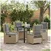 Image de Ensemble de dîner de jardin 5 pièces beige en rattan poly 3381003