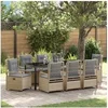 Image de Ensemble de salle à manger de jardin 9 pièces Rattan poly beige