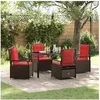 Image de Set de Dîner de Jardin 5 Pièces Rattan Poly Marron 3381046