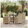 Image de Ensemble de repas de jardin 5 pièces avec coussins Beige Poly Rattan 3381080