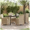 Image de Set de dîner de jardin 5 pièces avec coussins Beige Rotin Poly 3381081
