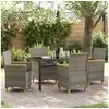 Image de Ensemble de Salle à Manger de Jardin 5 Pièces avec Coussins Gris Poly Rattan