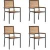Image de Chaise de jardin - Lot de 4 - Bois massif et rotin empilable exterieur H90cm