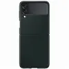 Image de Coque pour Galaxy Z Flip 3 en Cuir Compatible avec Charge Sans Fil Samsung Vert