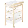 Image de Table à langer avec baignoire et matelas blanc en bois nature