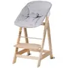 Image de Chaise haute avec transat inclinable gris en bois naturel