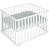 Image de Parc bébé 75x100 réglable en bois blanc avec tapis vert