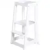Image de Tour d'apprentissage Montessori en bois laqué blanc