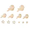 Image de Décorations en bois à suspendre oiseaux et étoiles 2,5 à 4,3cm