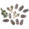 Image de Décorations noël 12 pommes de pin et rennes en bois