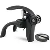 Image de Tire-bouchon à levier noir avec coupe-capsule 14cm