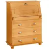 Image de Bureau secrétaire plateau refermable en bois massif, finition cirée