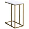 Image de Table d'appoint en métal et plateau effet marbre, doré/blanc