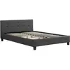 Image de Lit double capitonné en simili cuir gris anthracite 140 x 190 cm