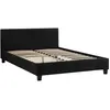 Image de Lit double capitonné en tissu noir 140 x 190 cm
