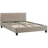 Image de Lit double capitonné en tissu beige 140 x 190 cm