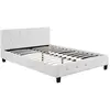 Image de Lit double avec strass, simili cuir blanc 140 x 190 cm