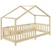 Image de Lit cabane enfant montessori en bois massif coloris naturel, 90 x 200