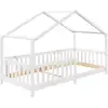 Image de Lit cabane enfant montessori en bois massif blanc, 90 x 200 cm