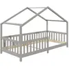 Image de Lit cabane enfant montessori en bois massif gris, 90 x 200 cm
