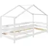 Image de Lit cabane enfant montessori en bois massif blanc, 90 x 200 cm