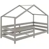 Image de Lit cabane enfant montessori en bois massif gris, 90 x 190 cm