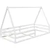 Image de Lit cabane enfant montessori au sol en bois massif blanc, 90 x 190 cm