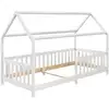 Image de Lit cabane enfant montessori en bois massif, blanc, 90x200 cm
