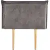 Image de Tête de lit en tissu gris sur pieds en bois, 90 cm