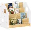 Image de Bibliothèque enfant 4 compartiments en bois massif, naturel/blanc