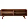 Image de Table basse porte coulissante en bois massif, coloris châtaigne