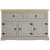 Image de Buffet 3 portes 2 tiroirs en bois massif, gris
