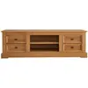 Image de Meuble tv 4 tiroirs 2 niches en bois massif, coloris antique