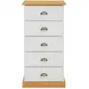 Image de Chiffonnier 5 tiroirs en bois massif, blanc/brun
