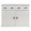 Image de Buffet 2 portes 4 tiroirs en bois massif, blanc