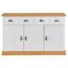 Image de Buffet 2 tiroirs 3 portes en bois massif, blanc/brun